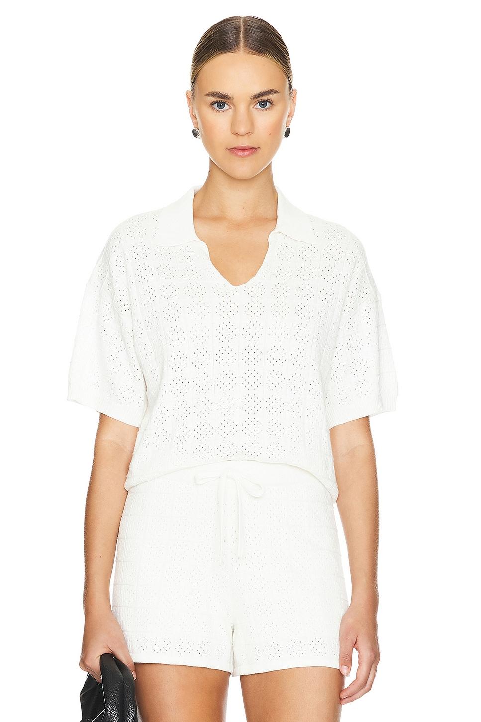 crochet knit oversized polo tee