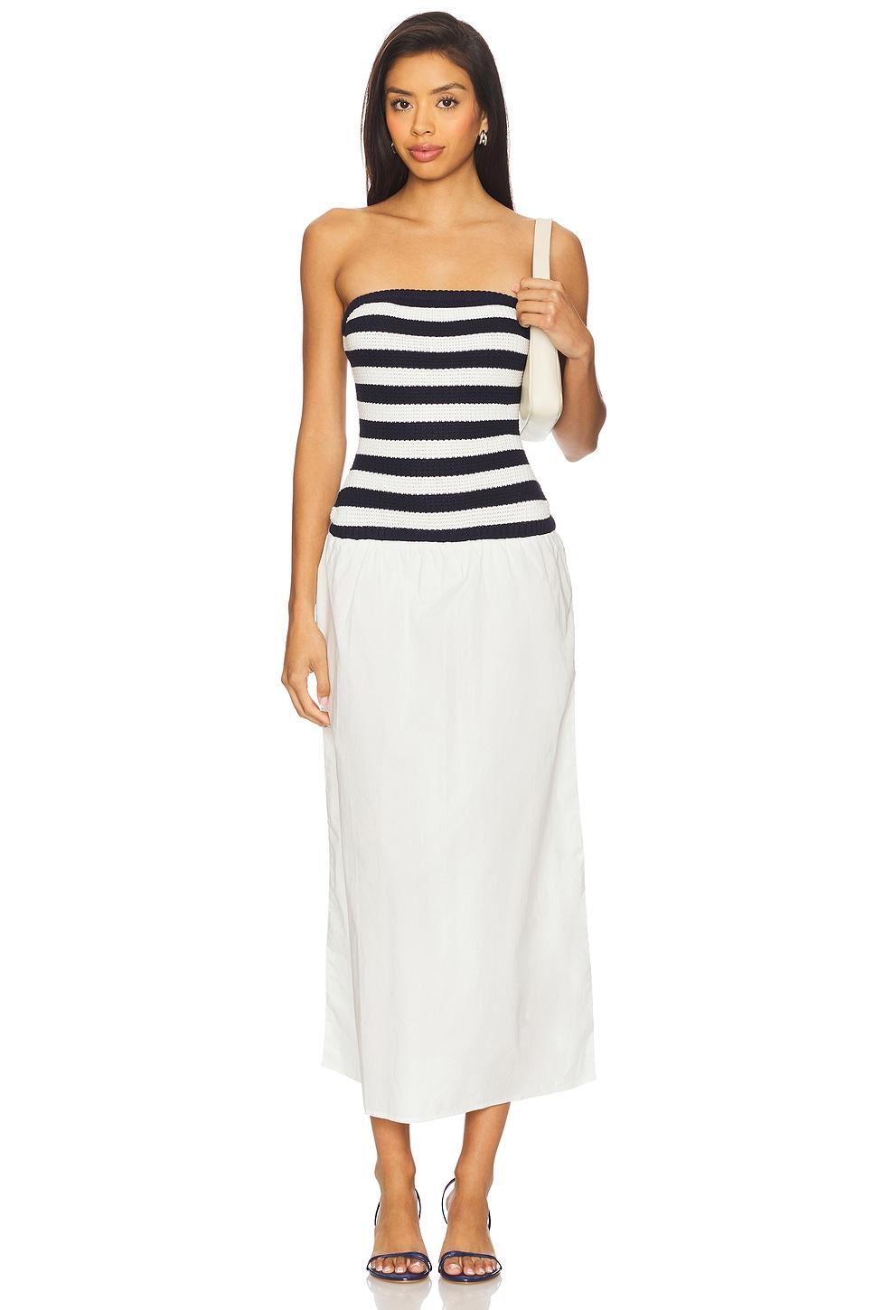 crochet knit poplin maxi dress