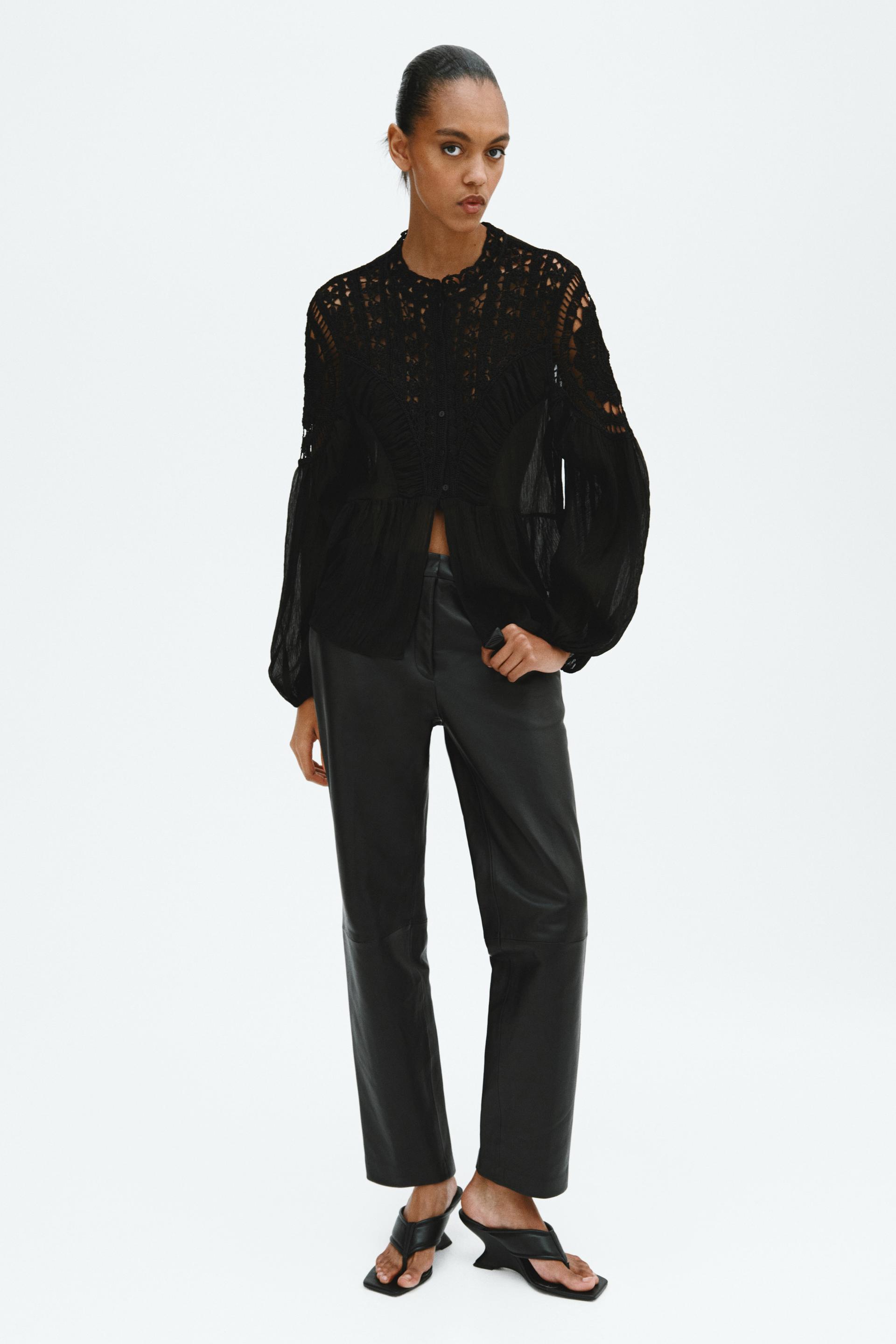 crochet-look blouse