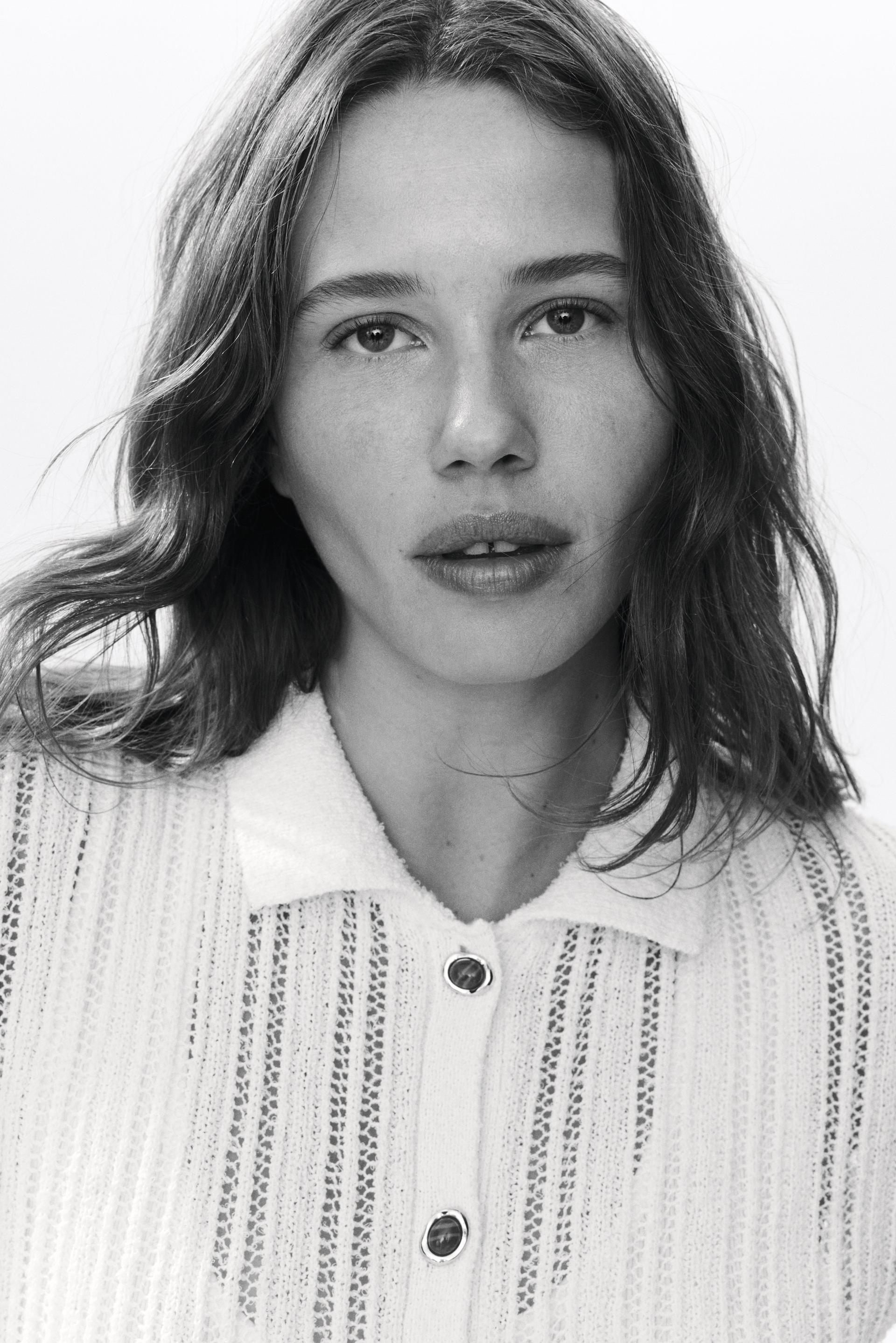crochet-look shirt