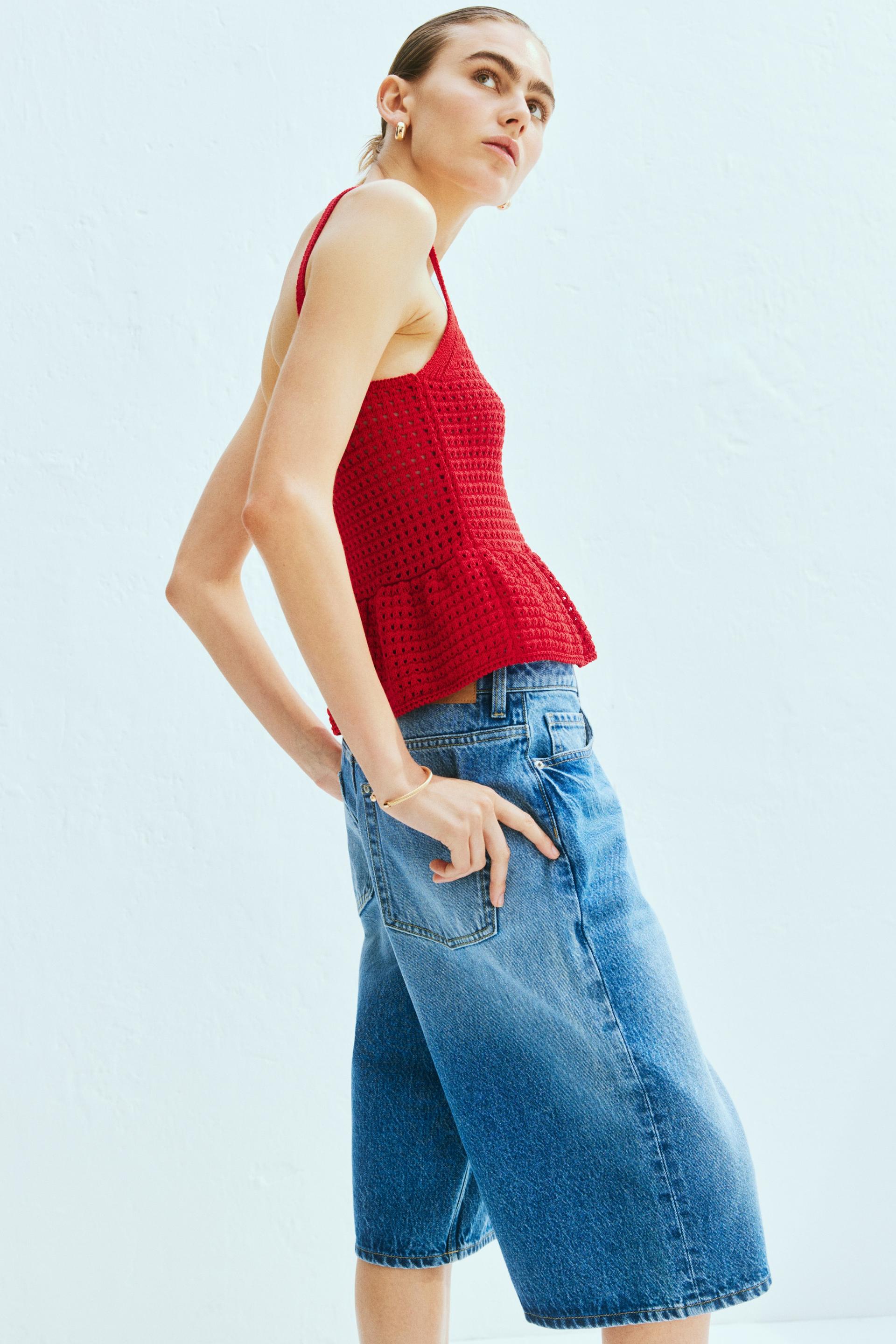 crochet-look strappy top