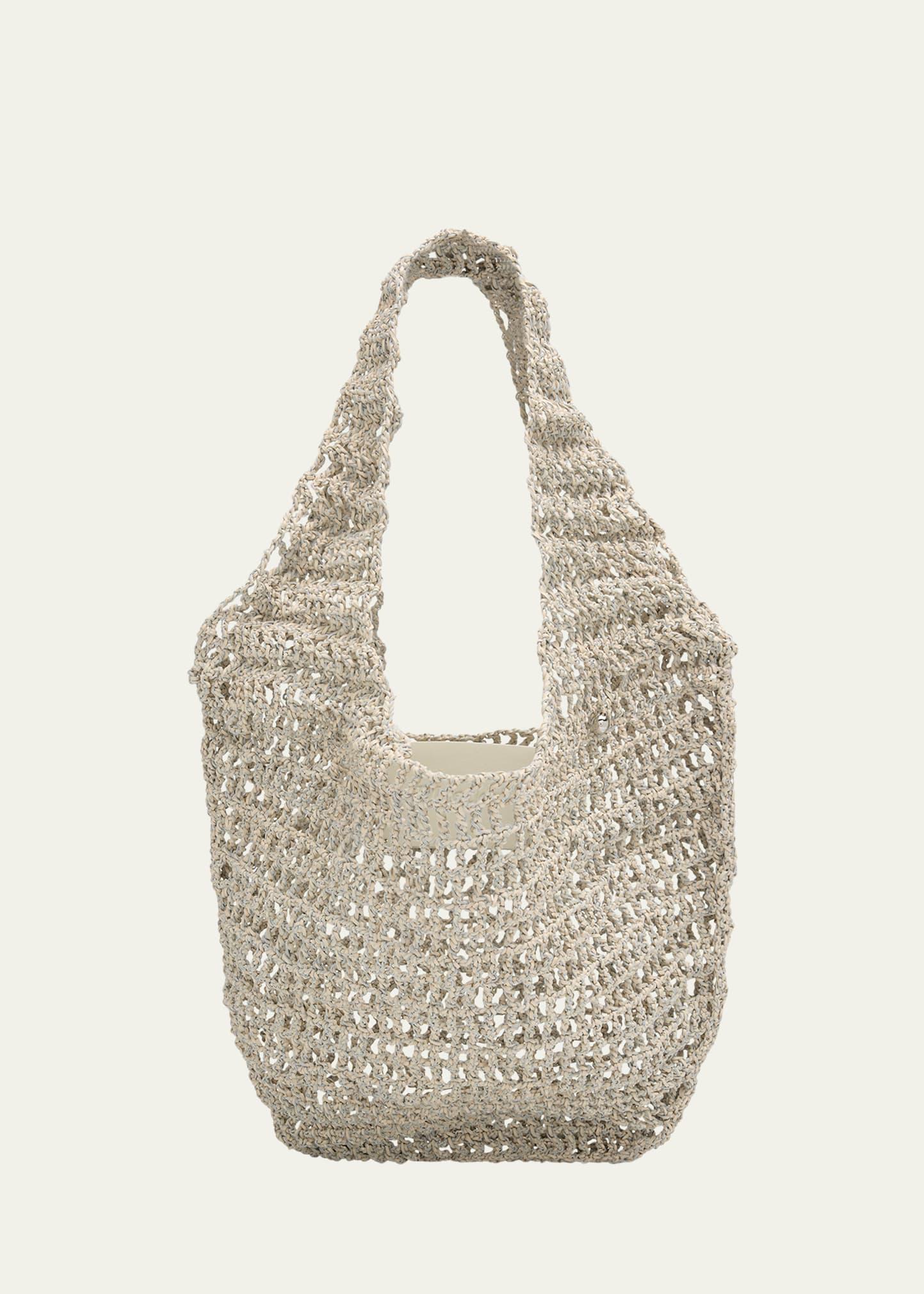 crochet market shoulder bag in nappa leather