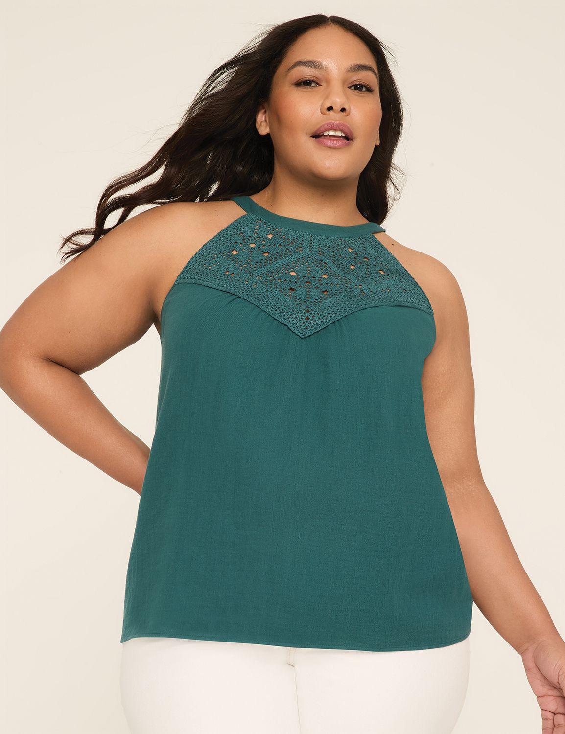 crochet-yoke halter-neck top