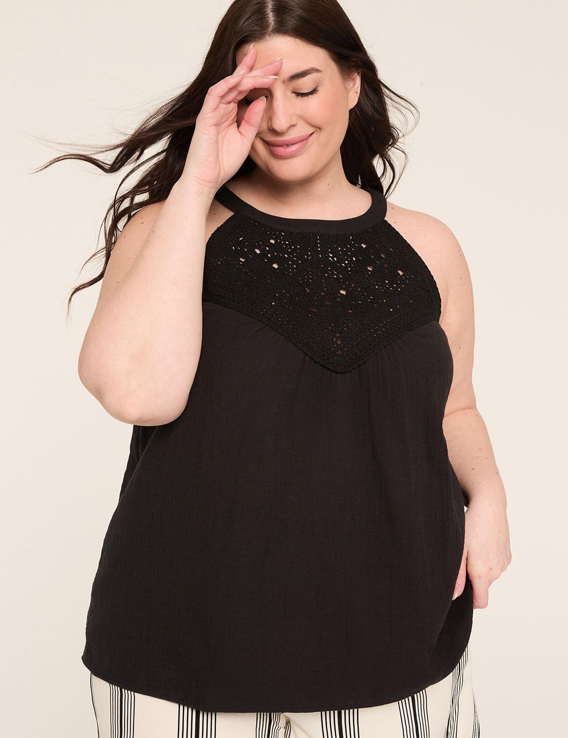 crochet-yoke halter-neck top