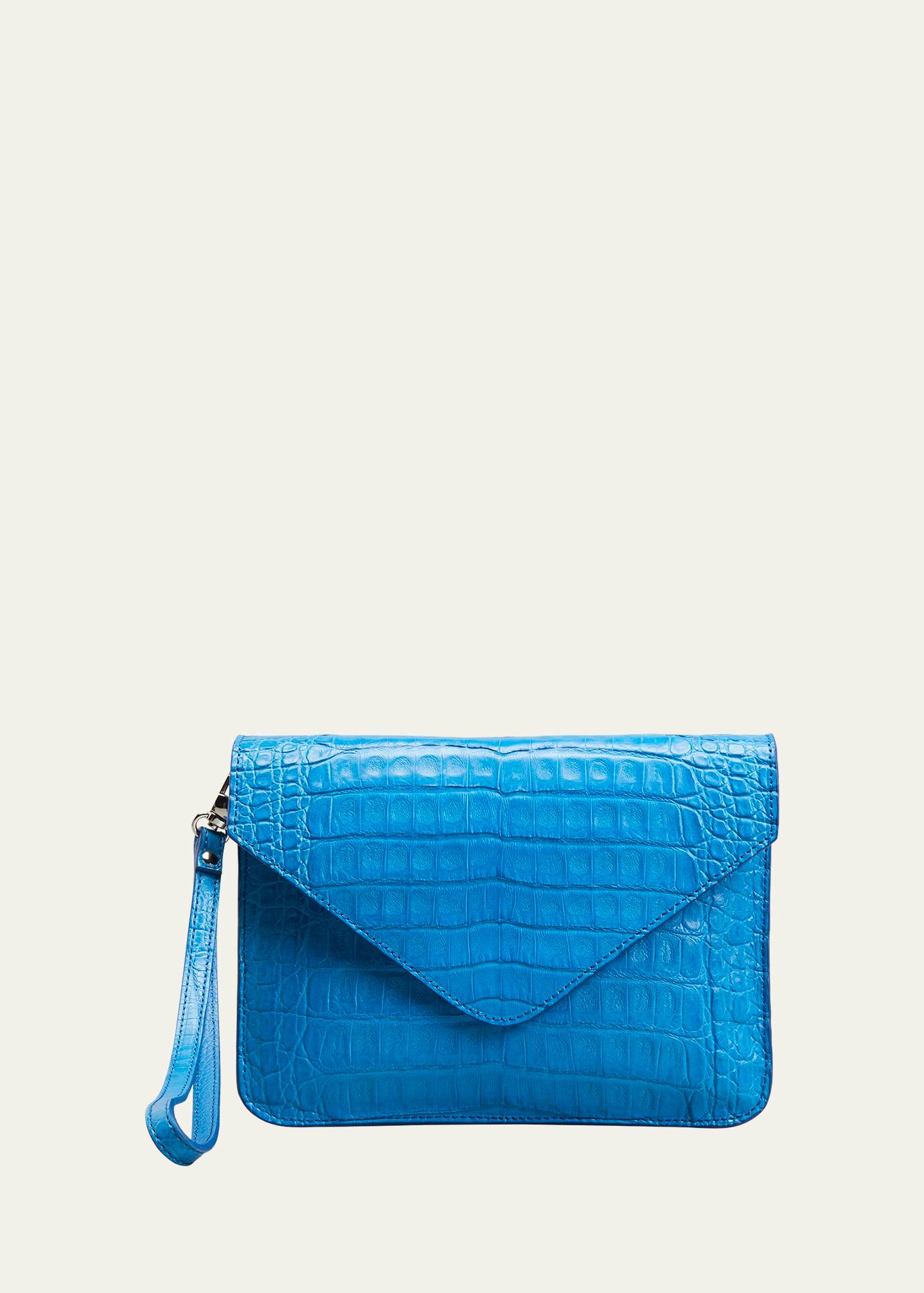 crocodile pouch wristlet clutch bag with crossbody strap