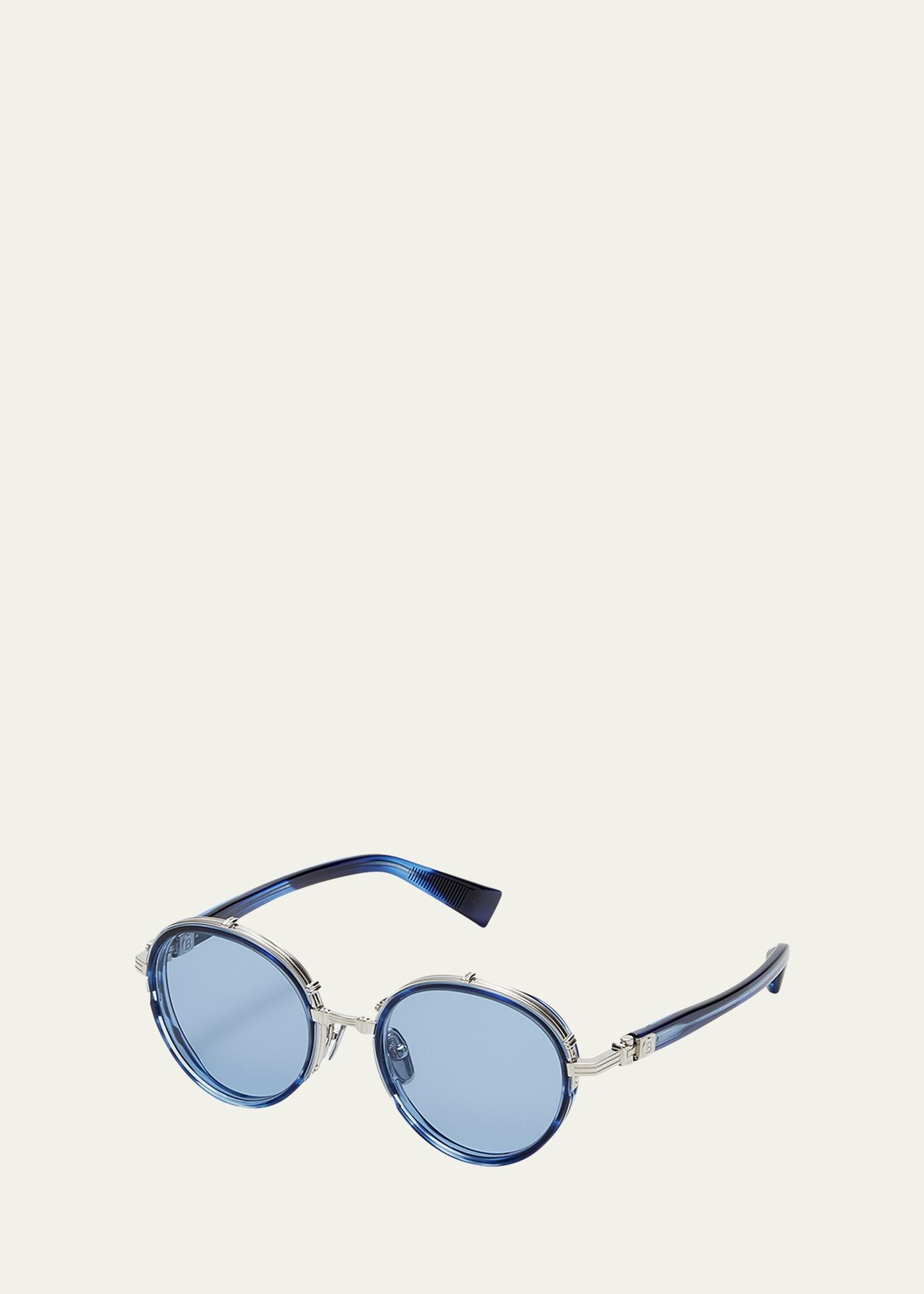 croissy round acetate & titanium sunglasses