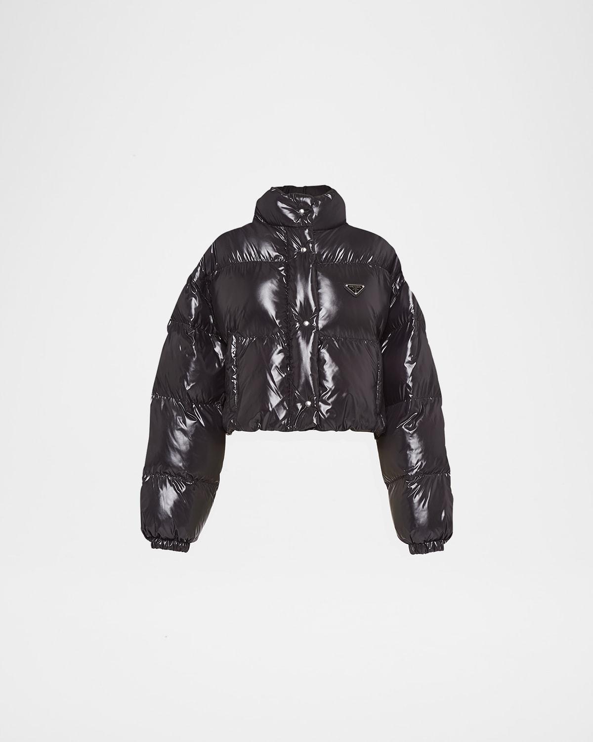 crop drawstring nylon down jacket