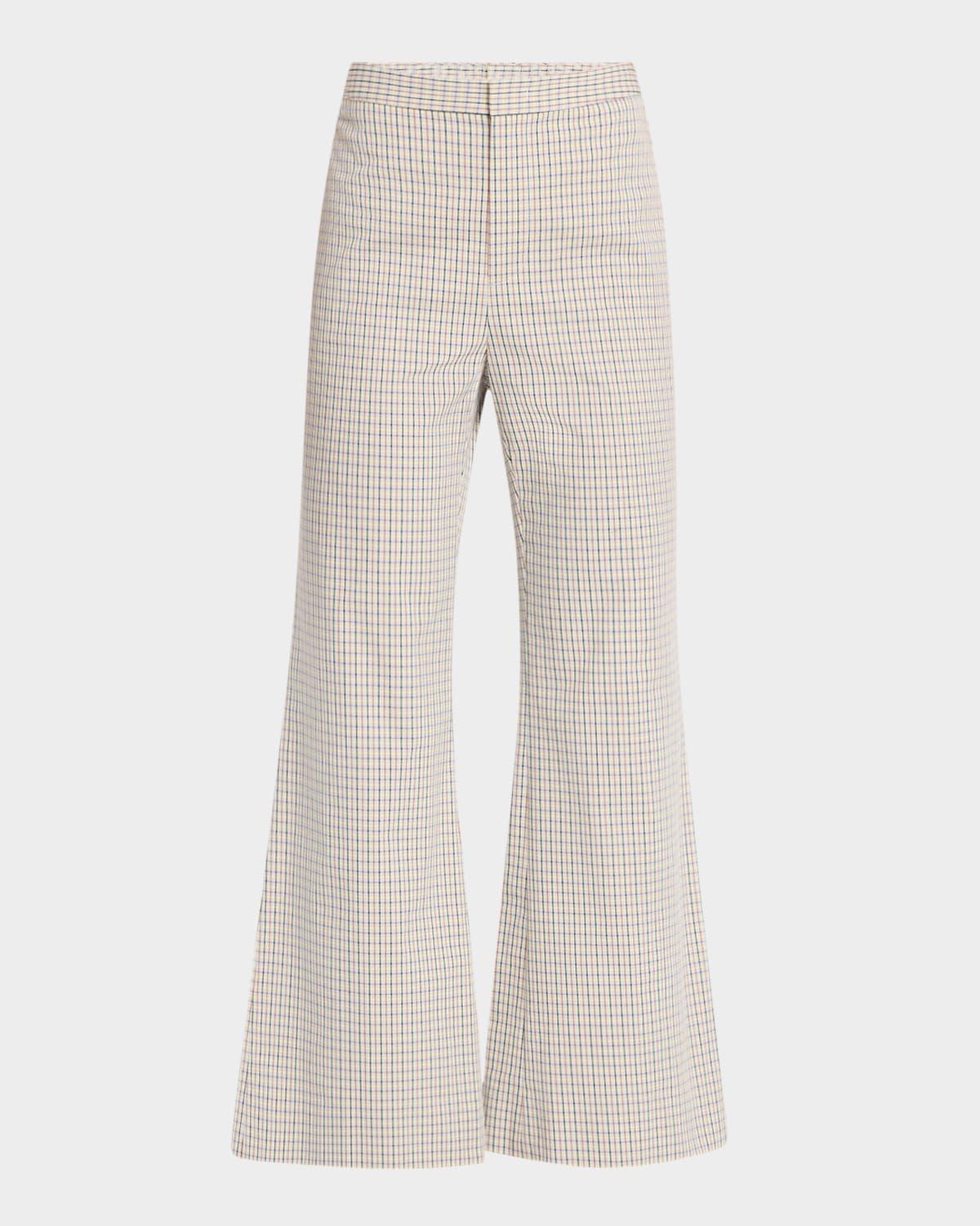 crop flare gardeners check pants