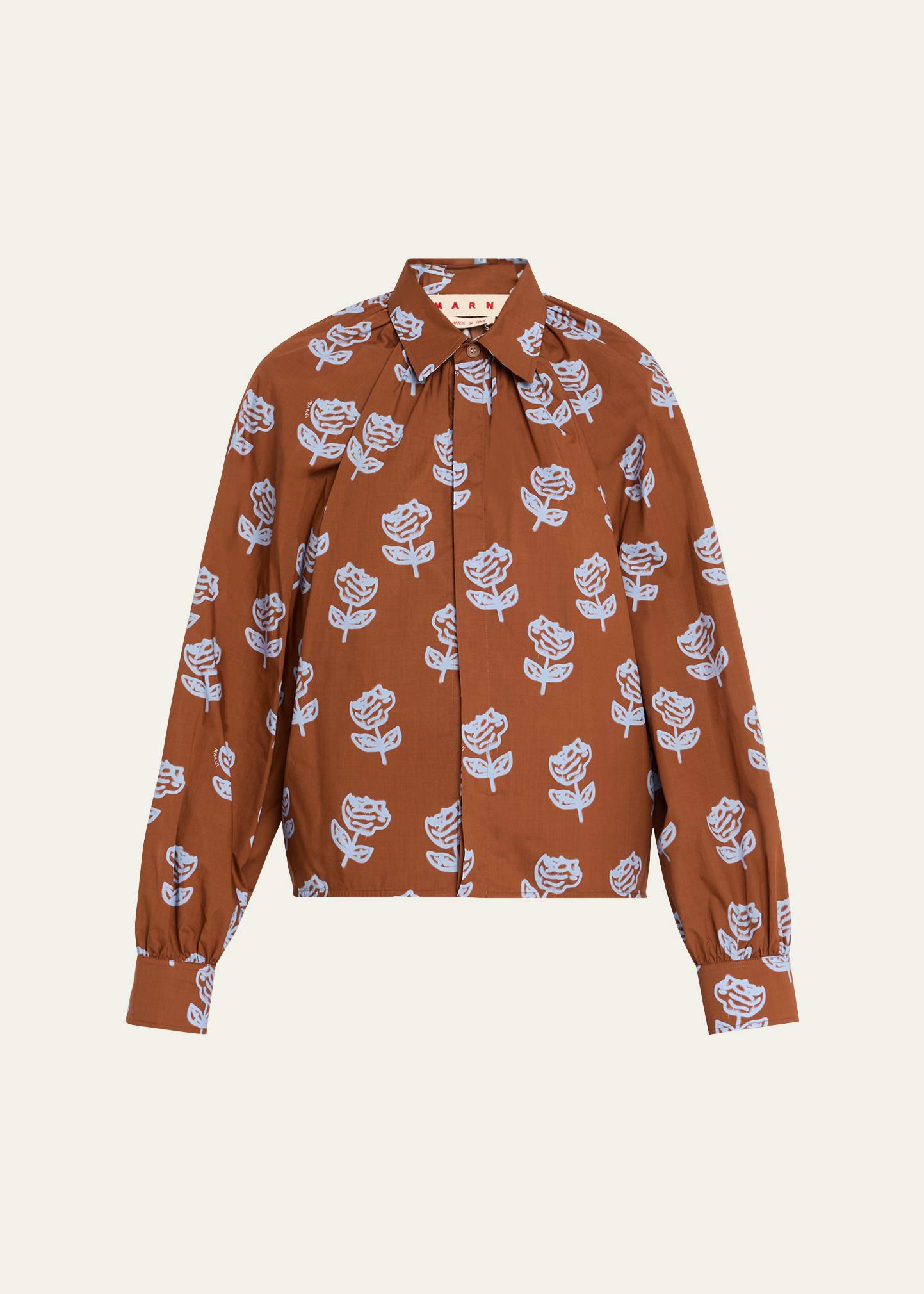 crop-print long sleeve raglan shirt