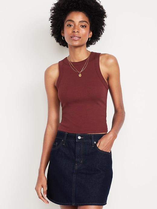 crop rib-knit tank top