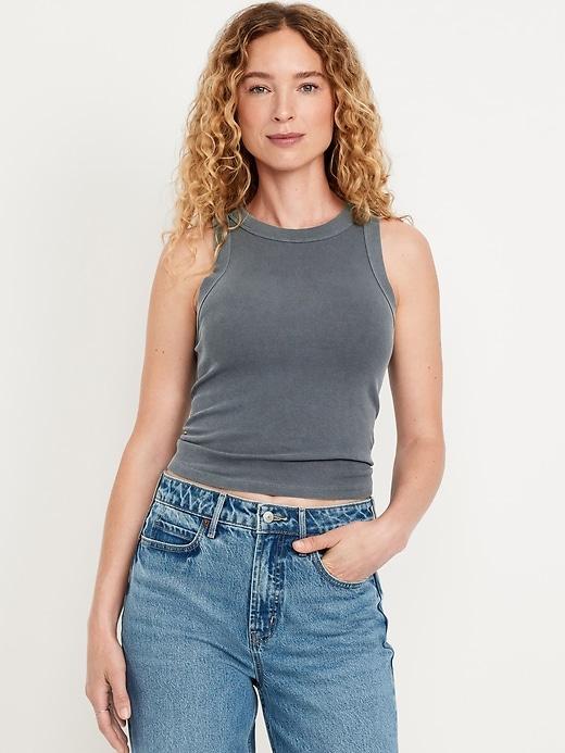 crop rib-knit tank top