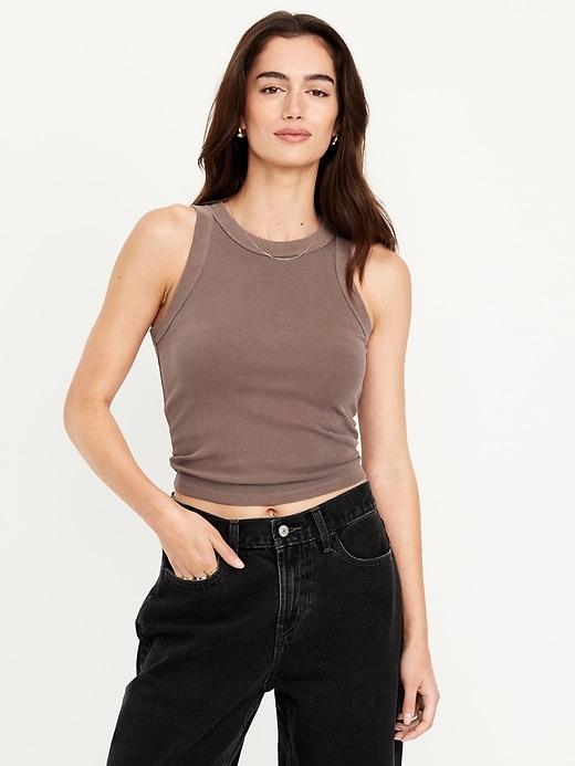 crop rib-knit tank top