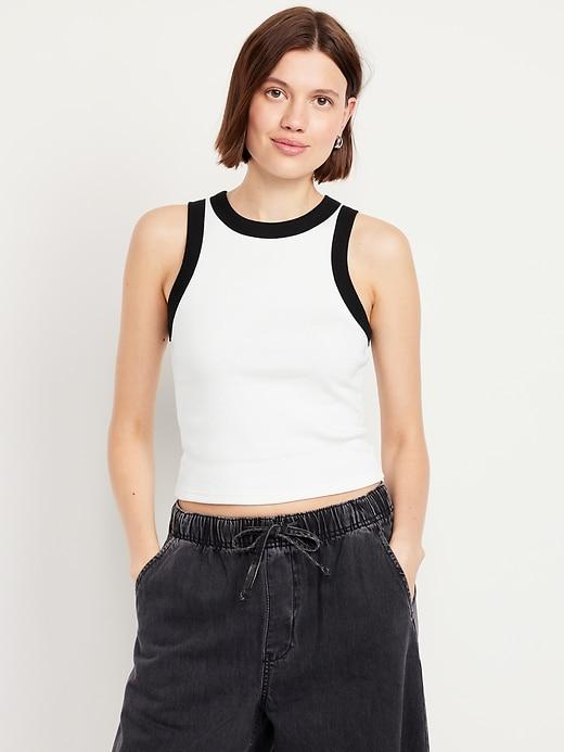 crop rib-knit tank top