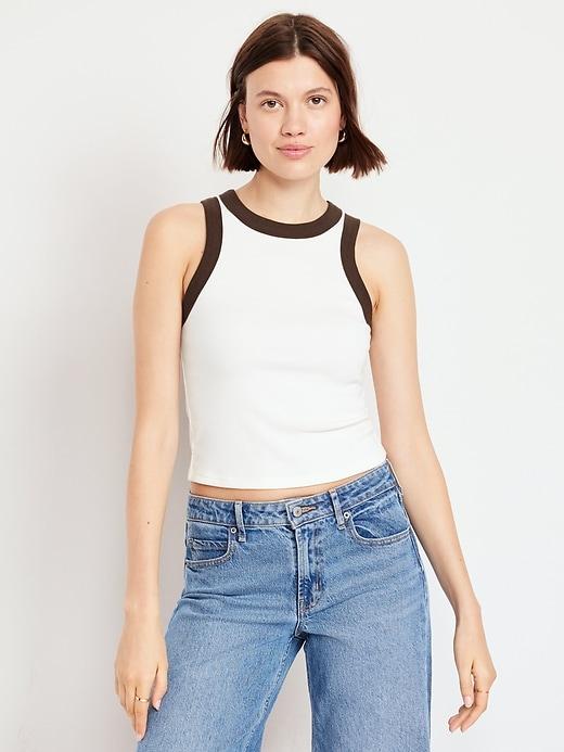 crop rib-knit tank top