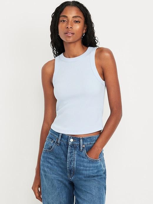 crop rib-knit tank top