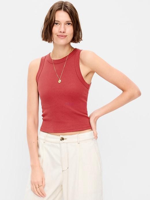 crop rib-knit tank top