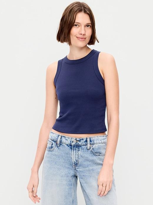 crop rib-knit tank top