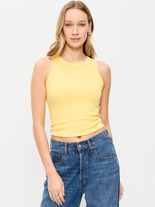 crop rib-knit tank top
