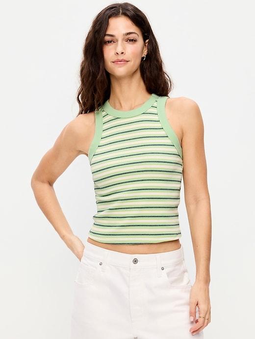 crop rib-knit tank top