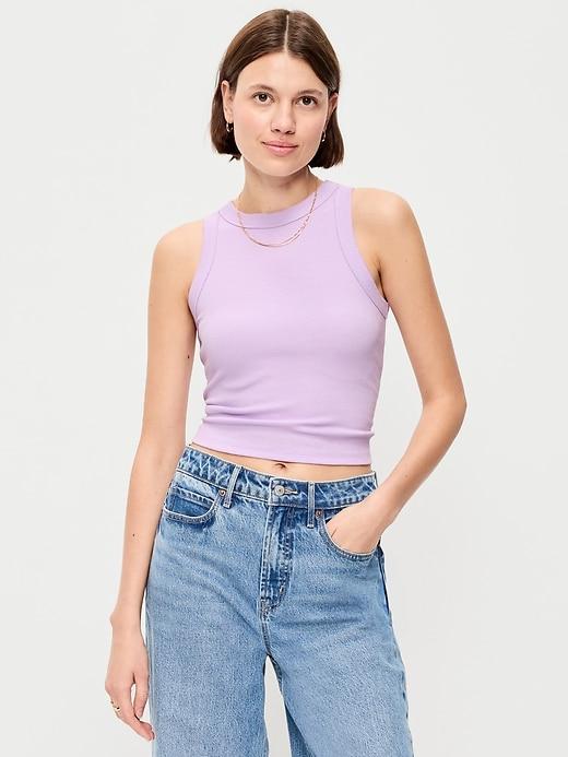 crop rib-knit tank top