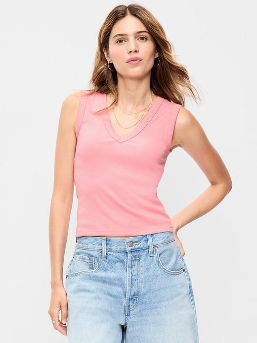 crop rib-knit tank top