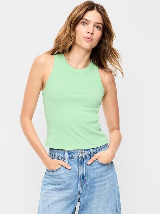 crop rib-knit tank top