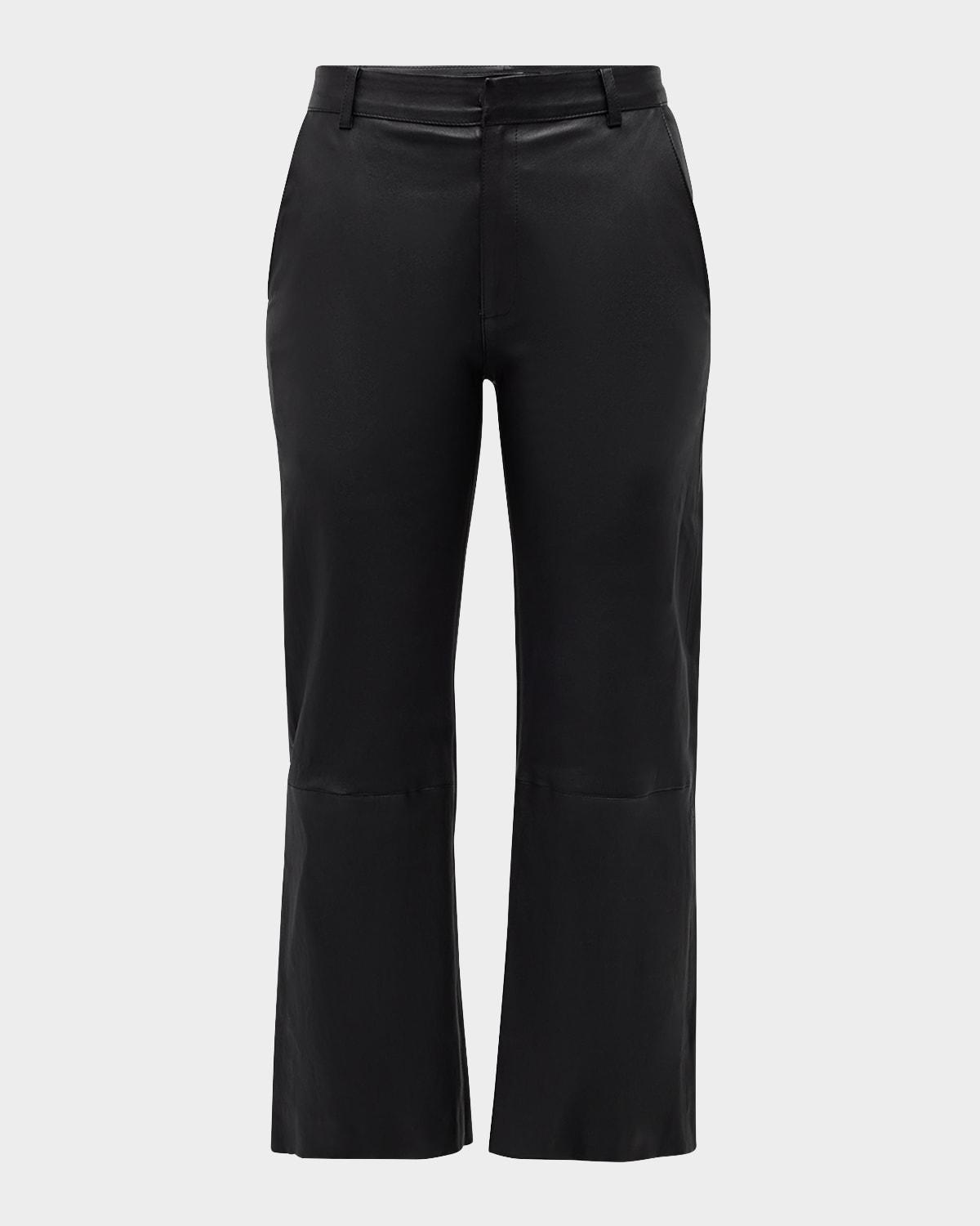 cropped baggy low-rise leather trousers