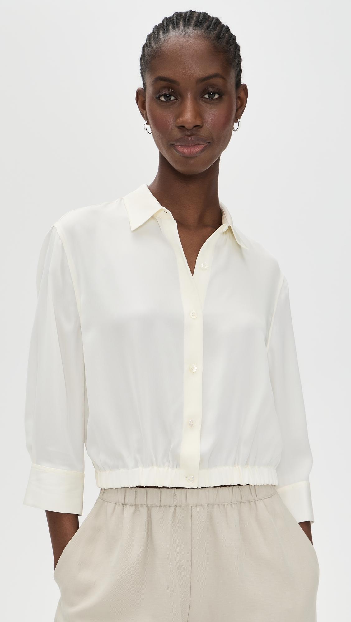 cropped button down shirt