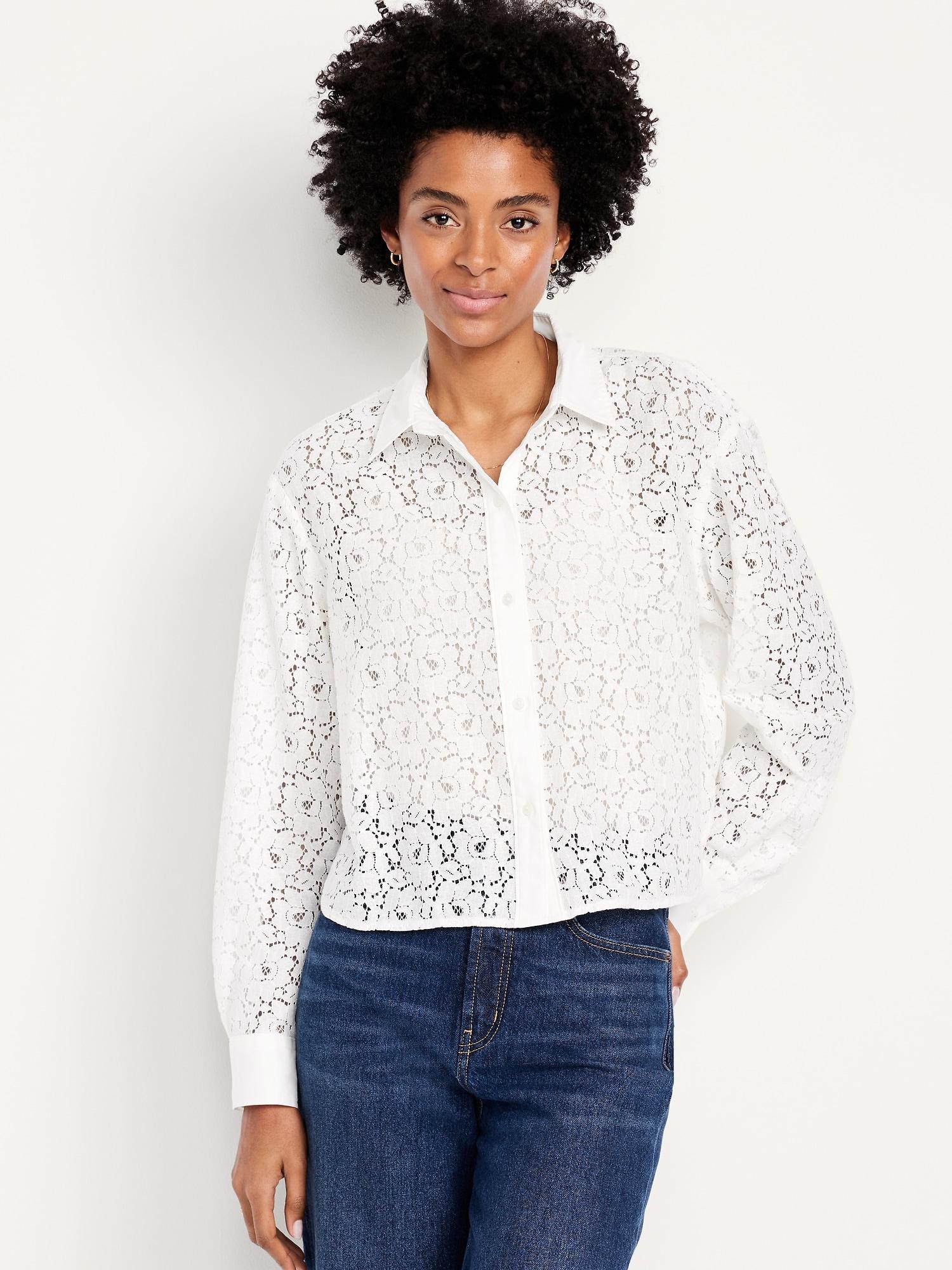 cropped button-down striped shirt