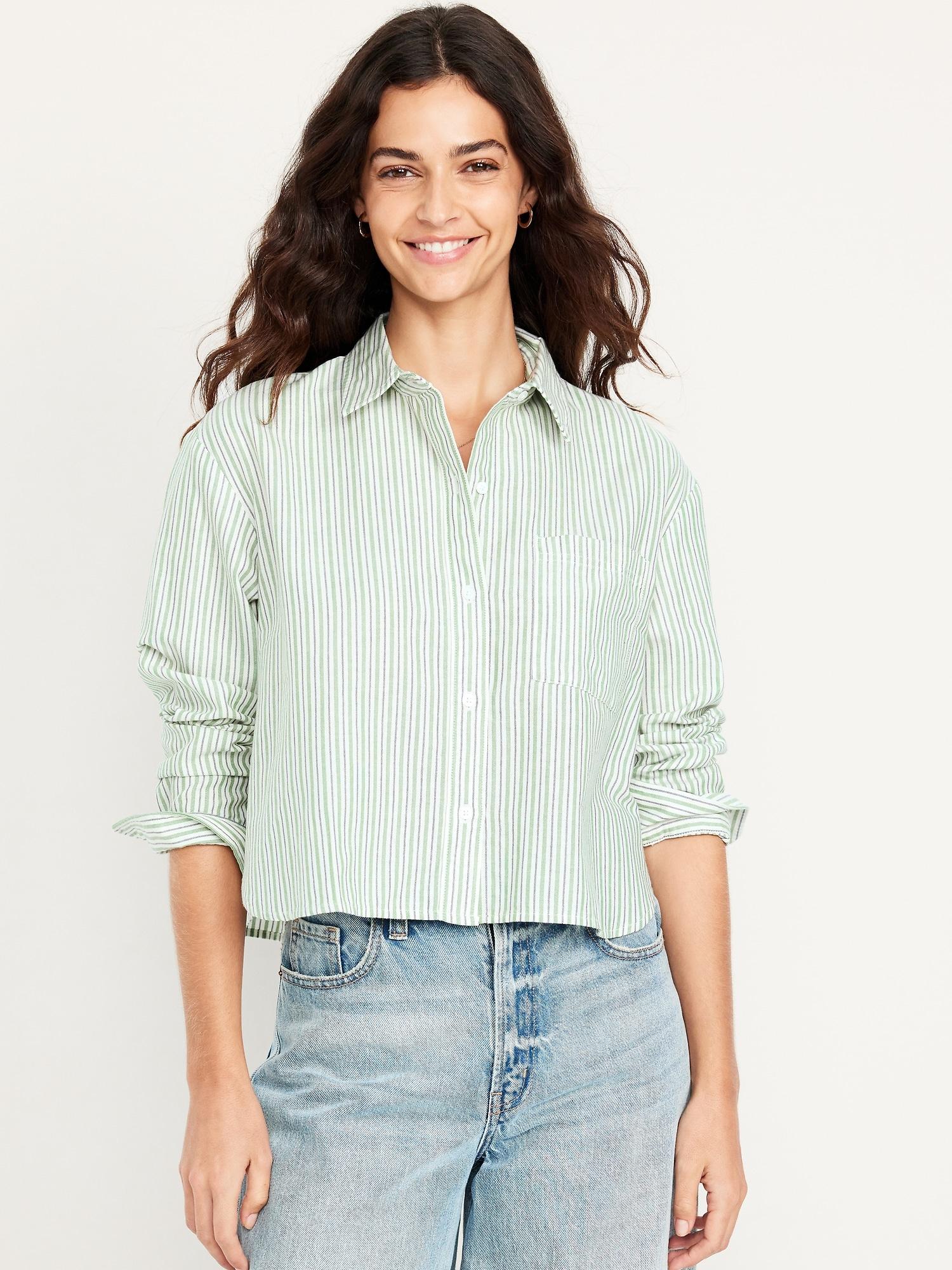 cropped button-down striped shirt