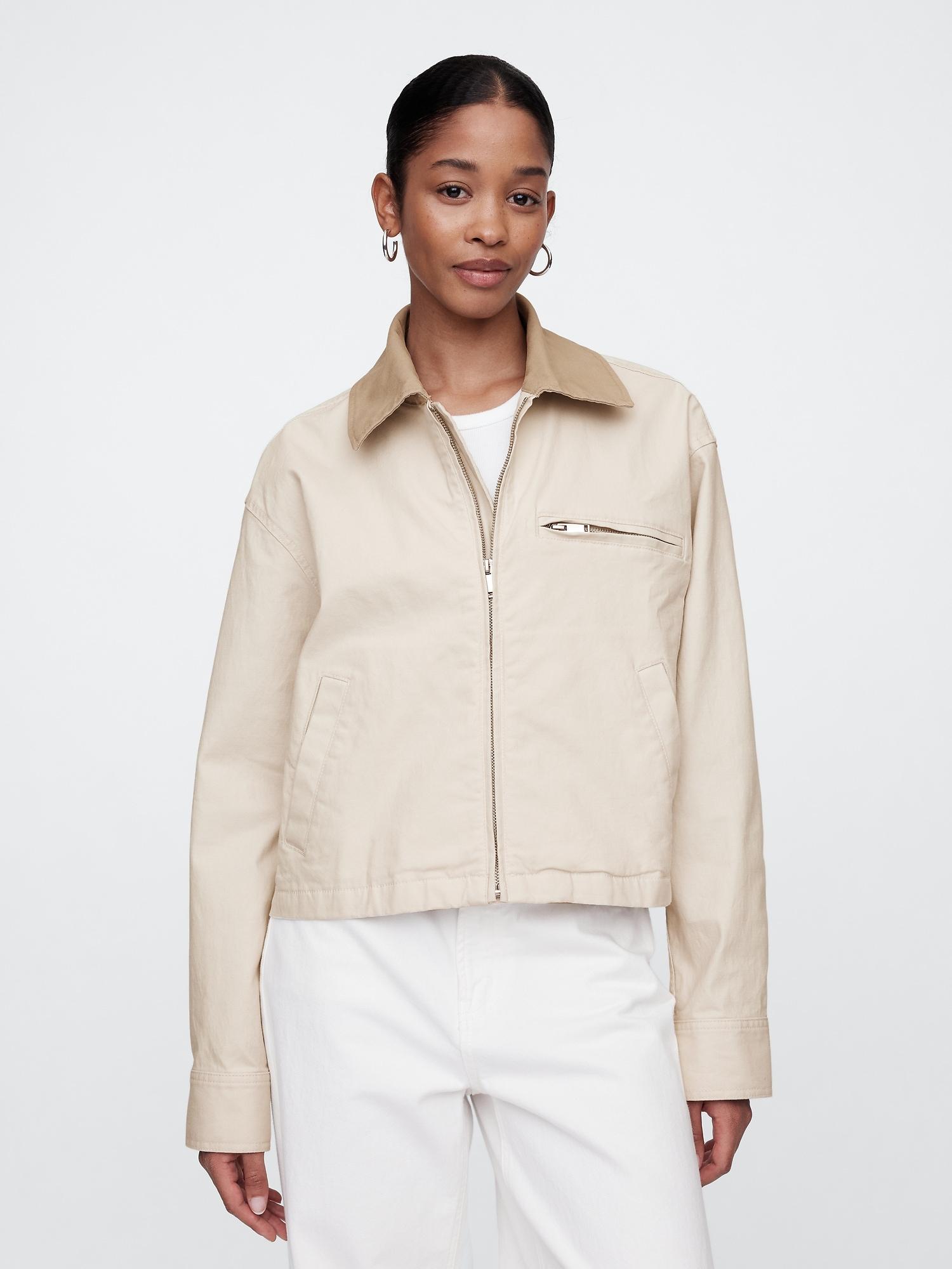 cropped canvas chore jacket