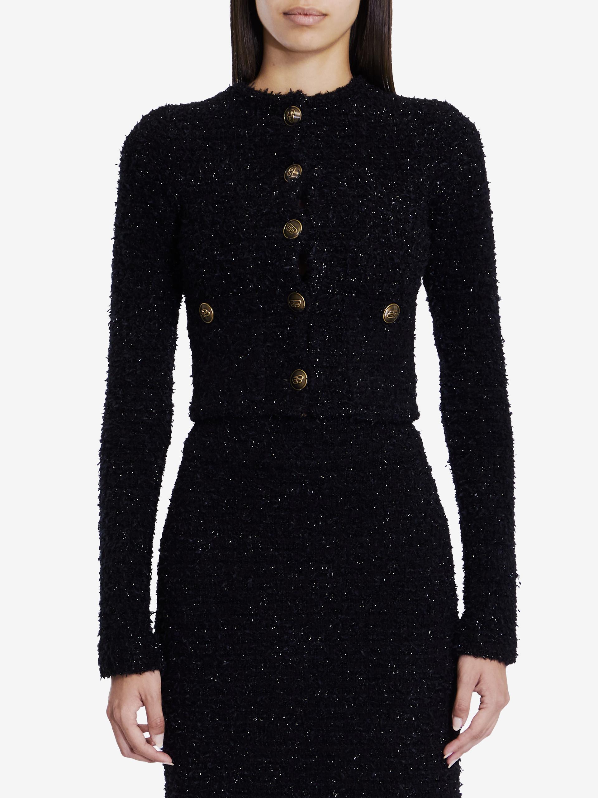 cropped cardigan in tweed