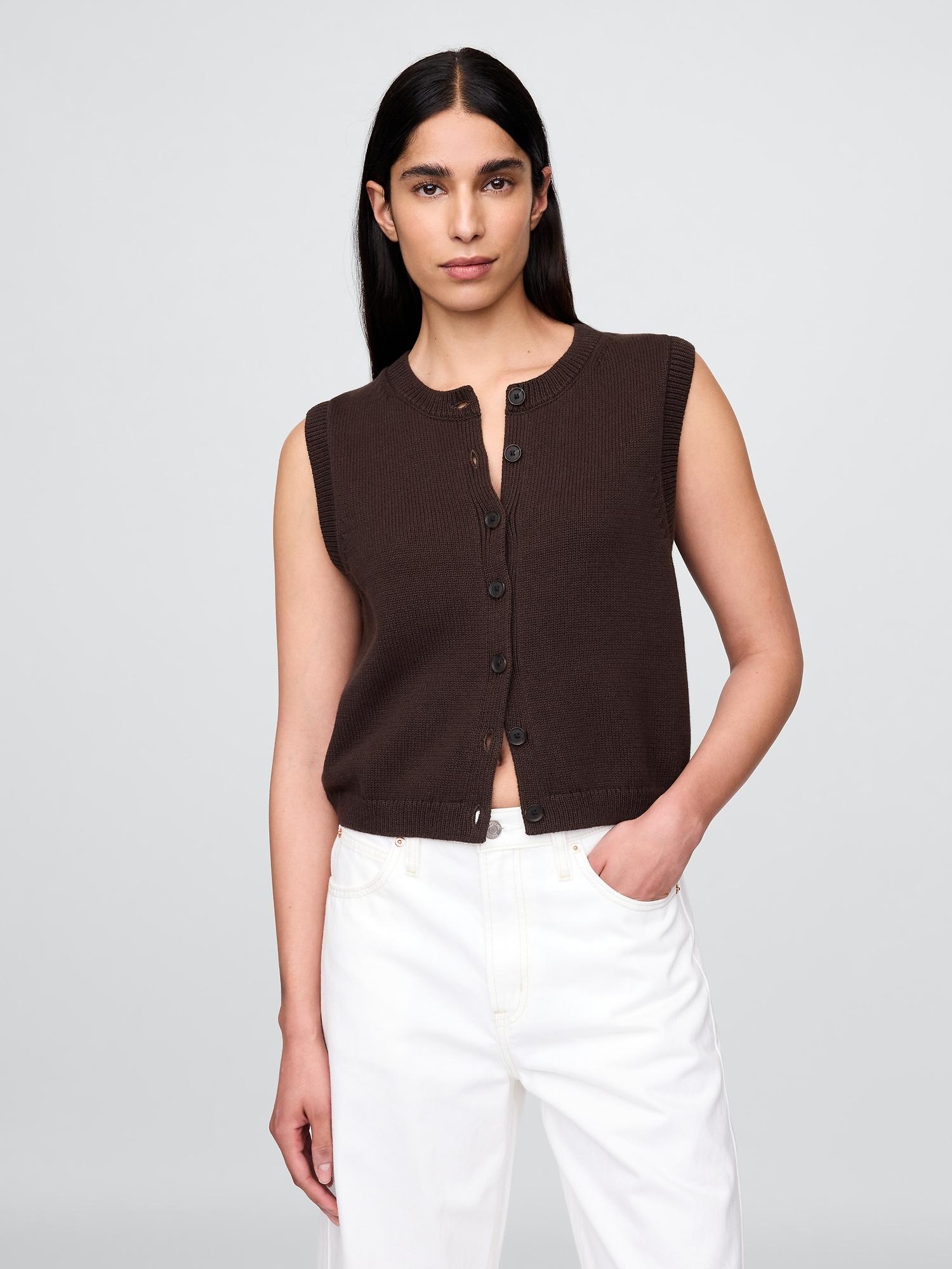 cropped cardigan sweater vest