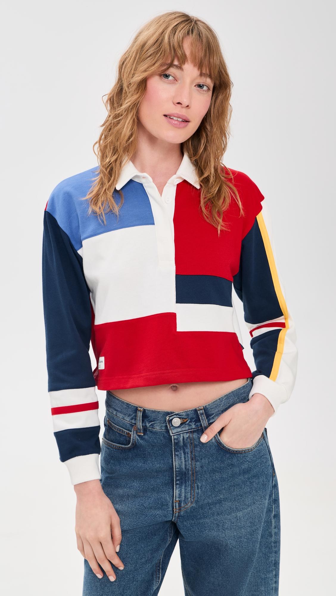 cropped color block rugby