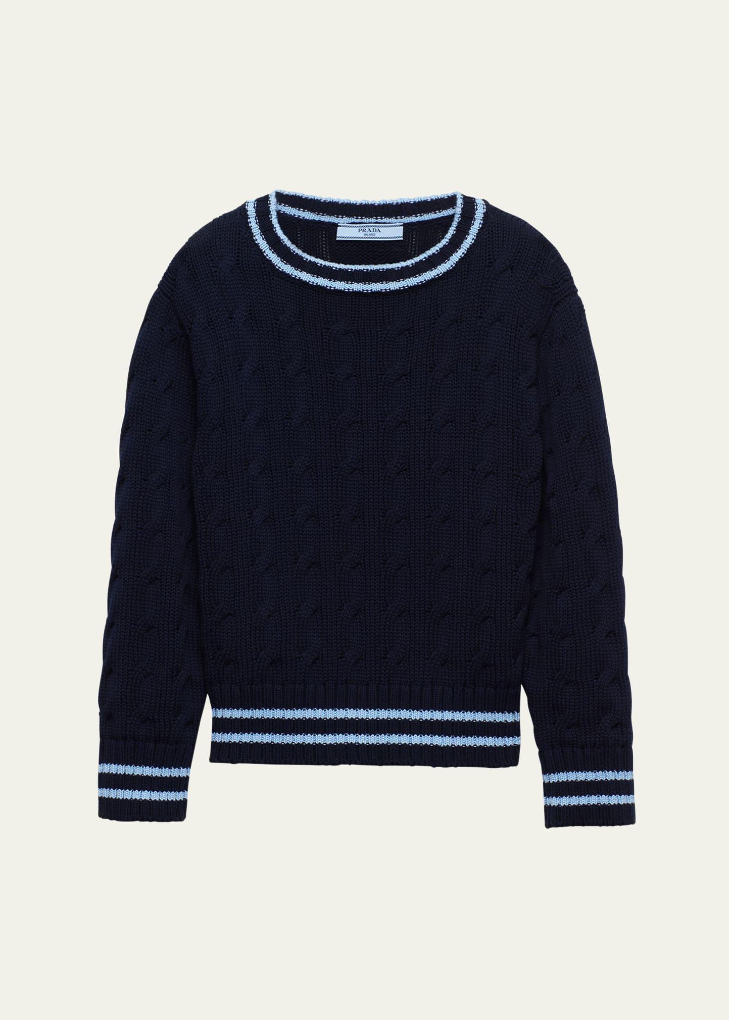 cropped cotton cable-knit sweater