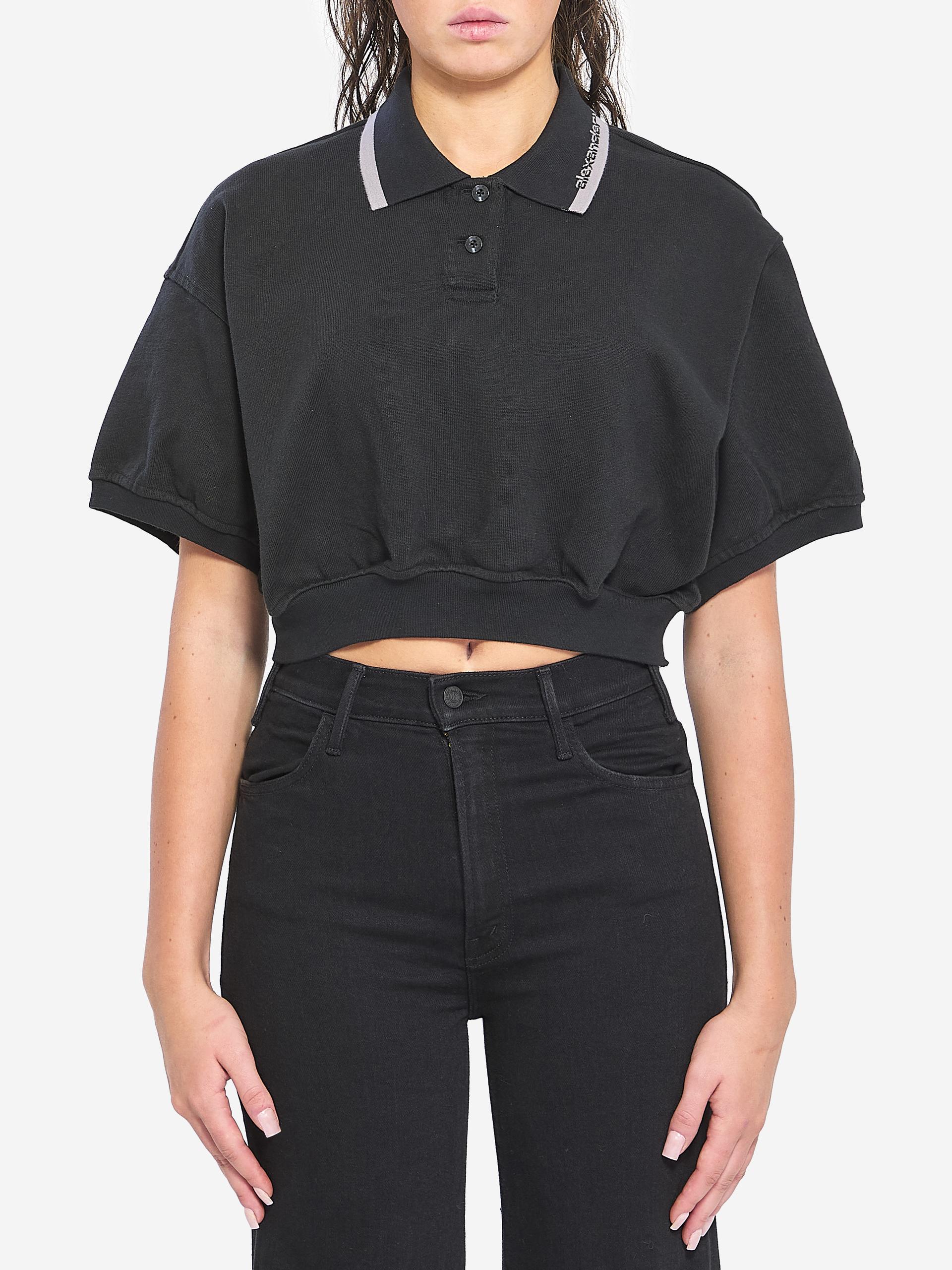 cropped cotton polo shirt