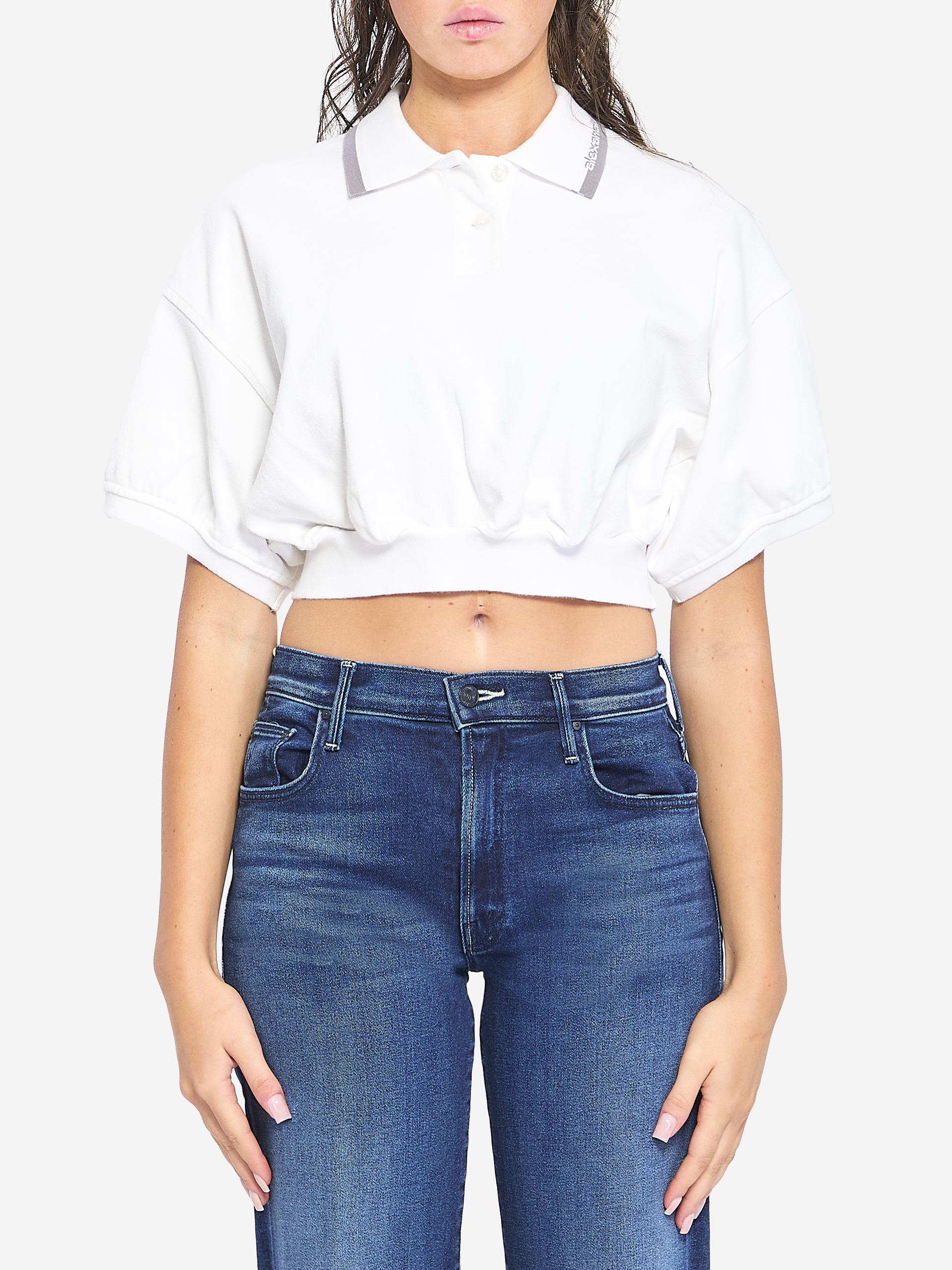 cropped cotton polo shirt