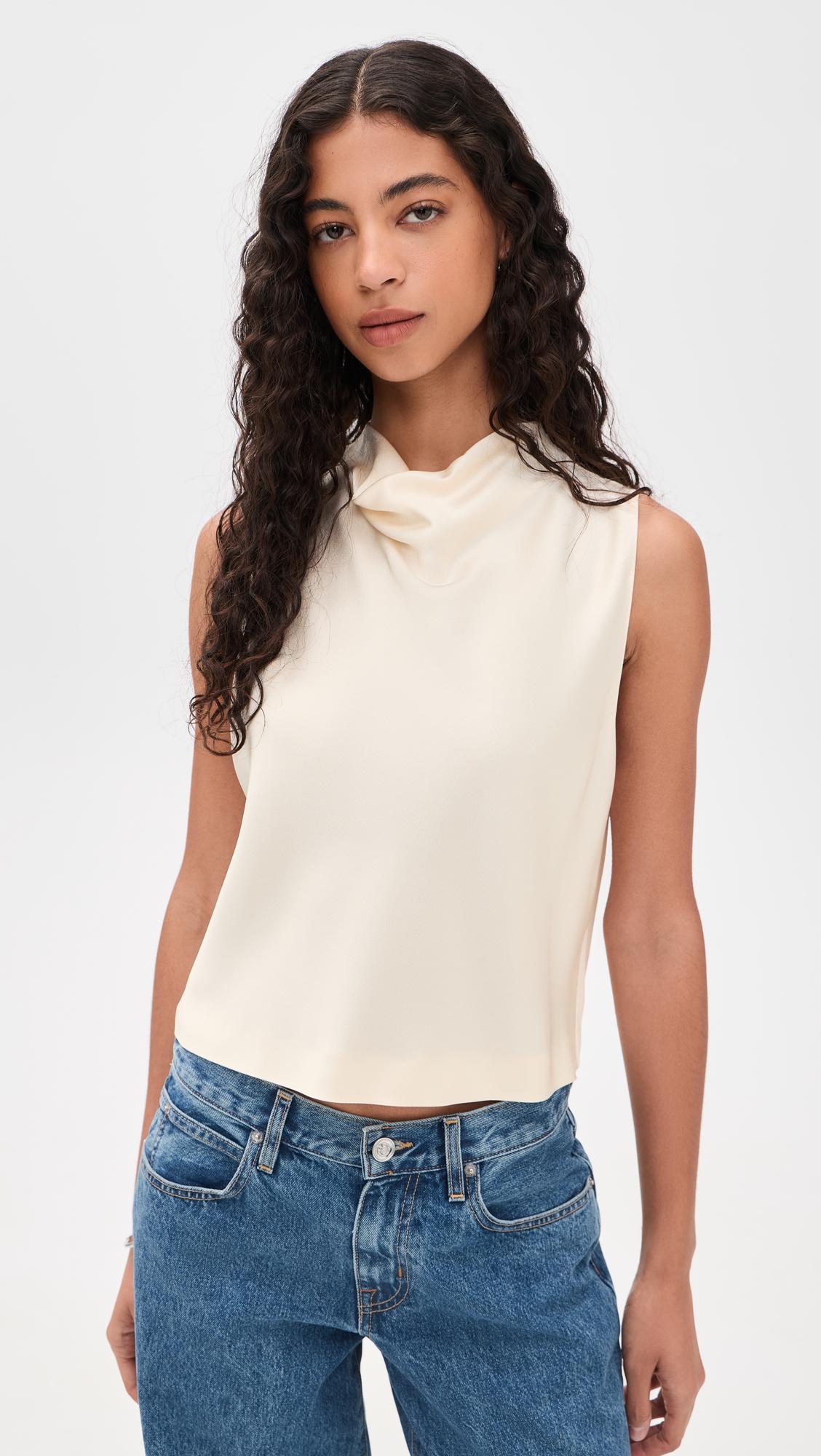 cropped cowl neck top