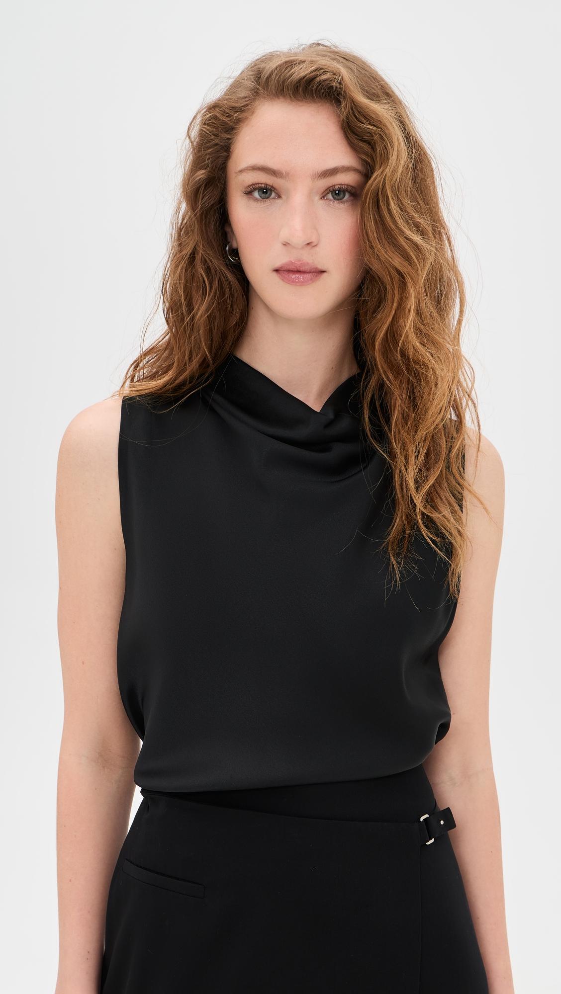 cropped cowl neck top