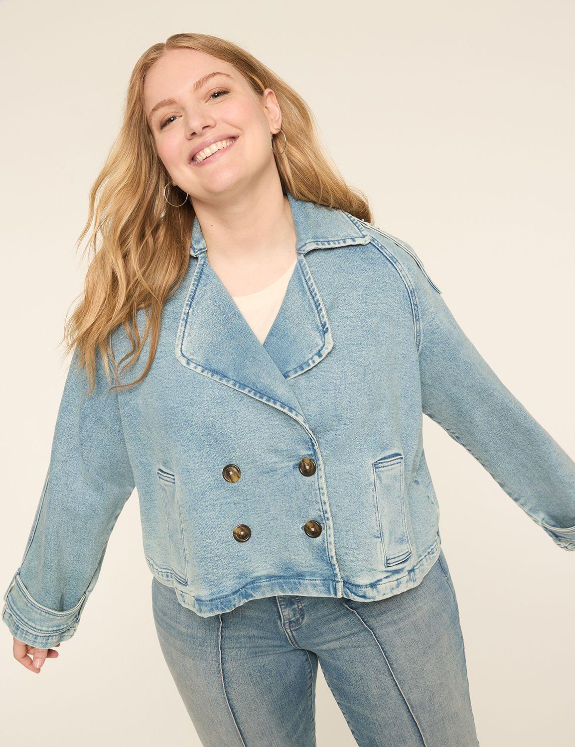 cropped denim trench