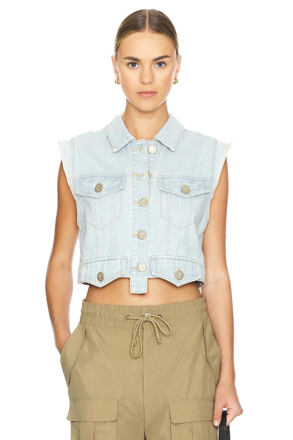 cropped denim trucker top