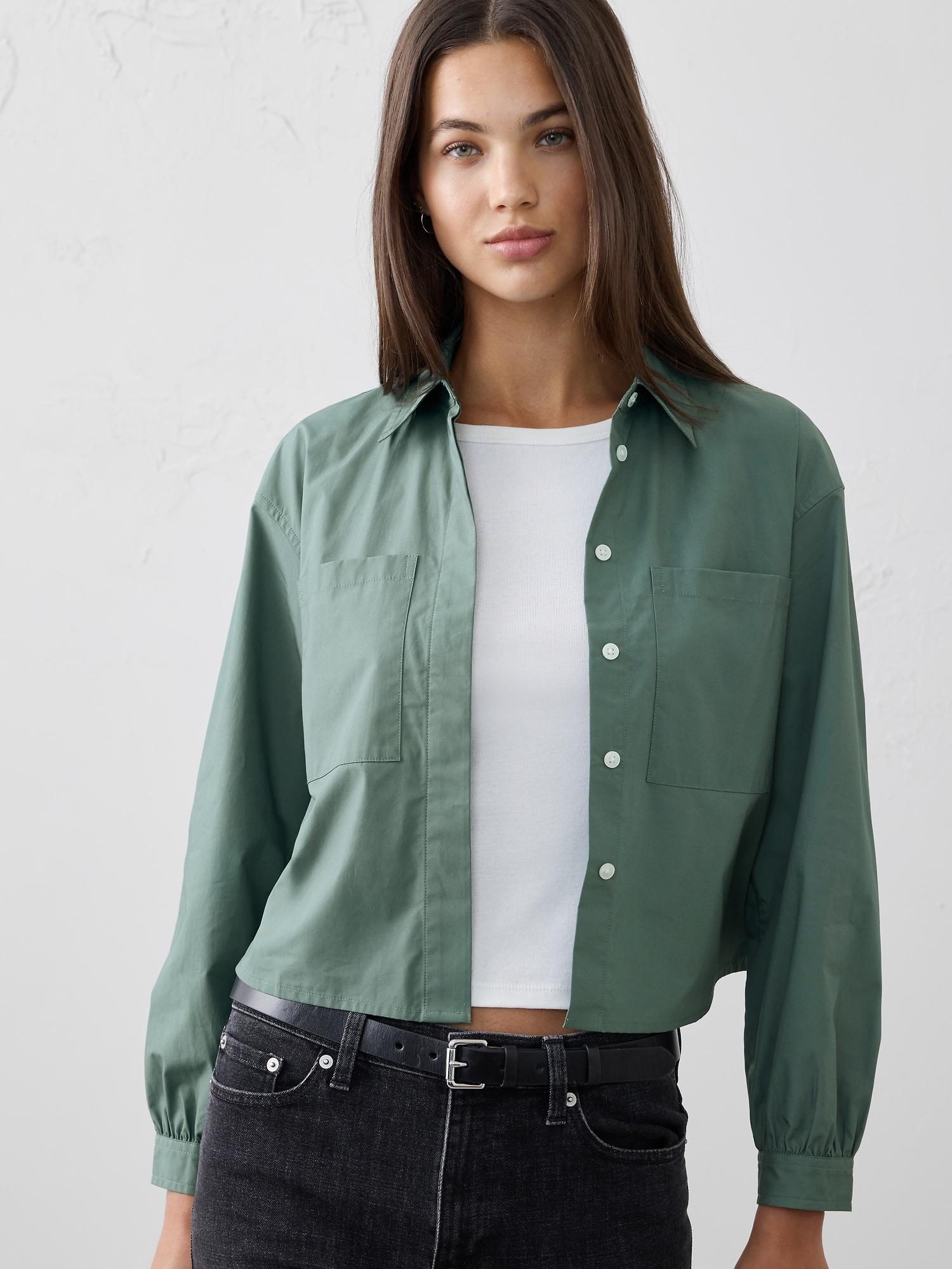 cropped double pocket shirt