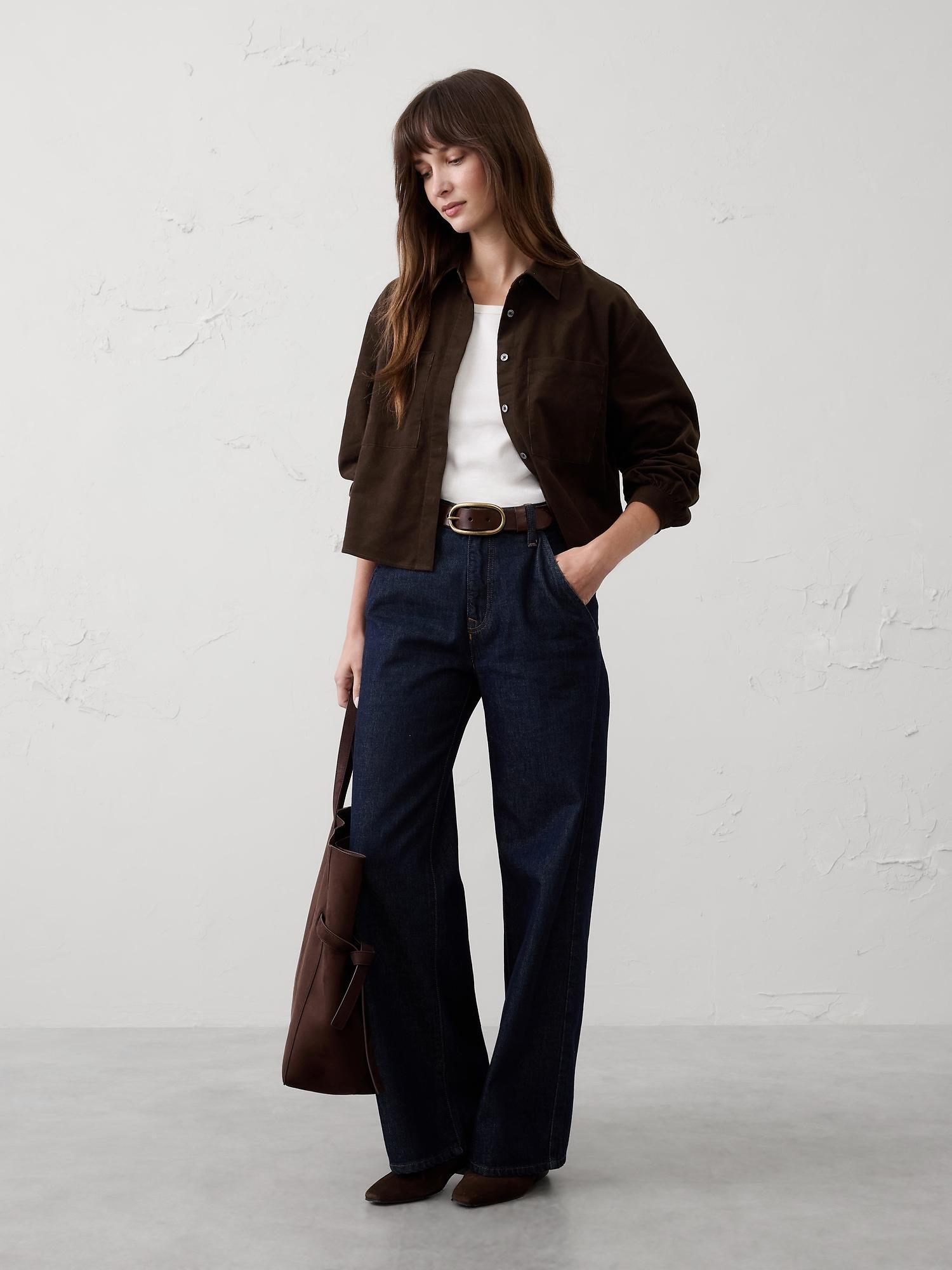 cropped double pocket shirt