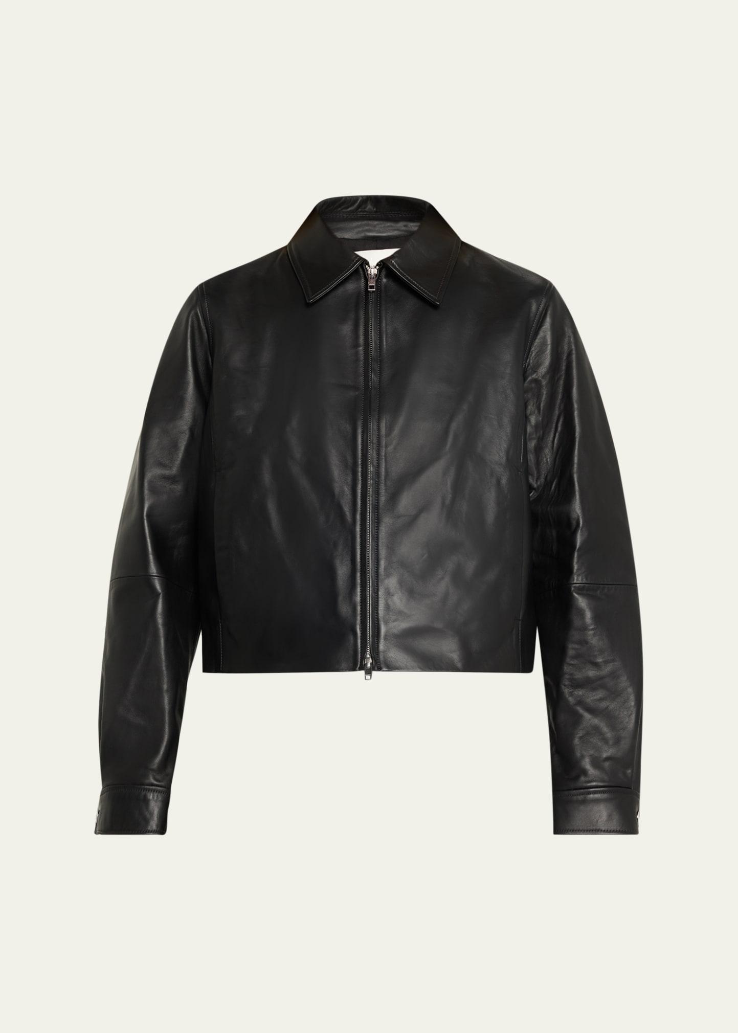 cropped faux leather jacket