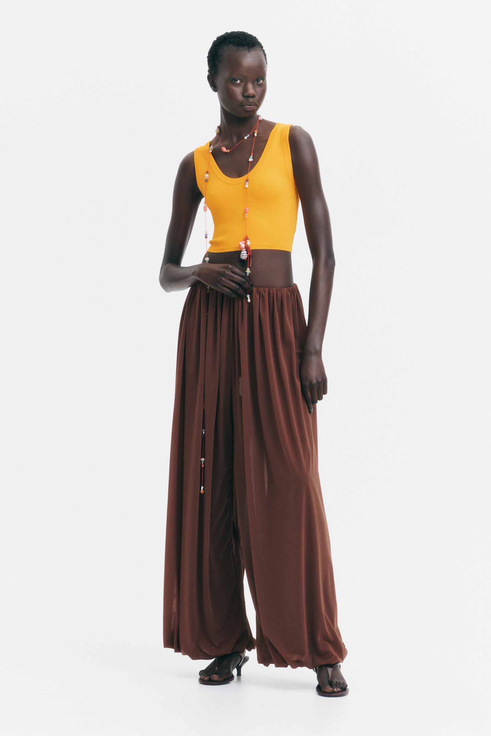 cropped fine-knit tank top