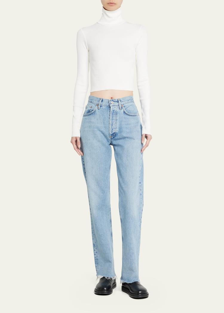 cropped fitted turtleneck top