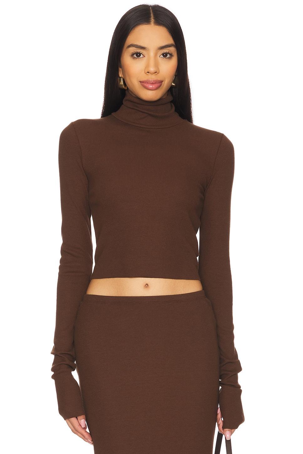 cropped fitted turtleneck top