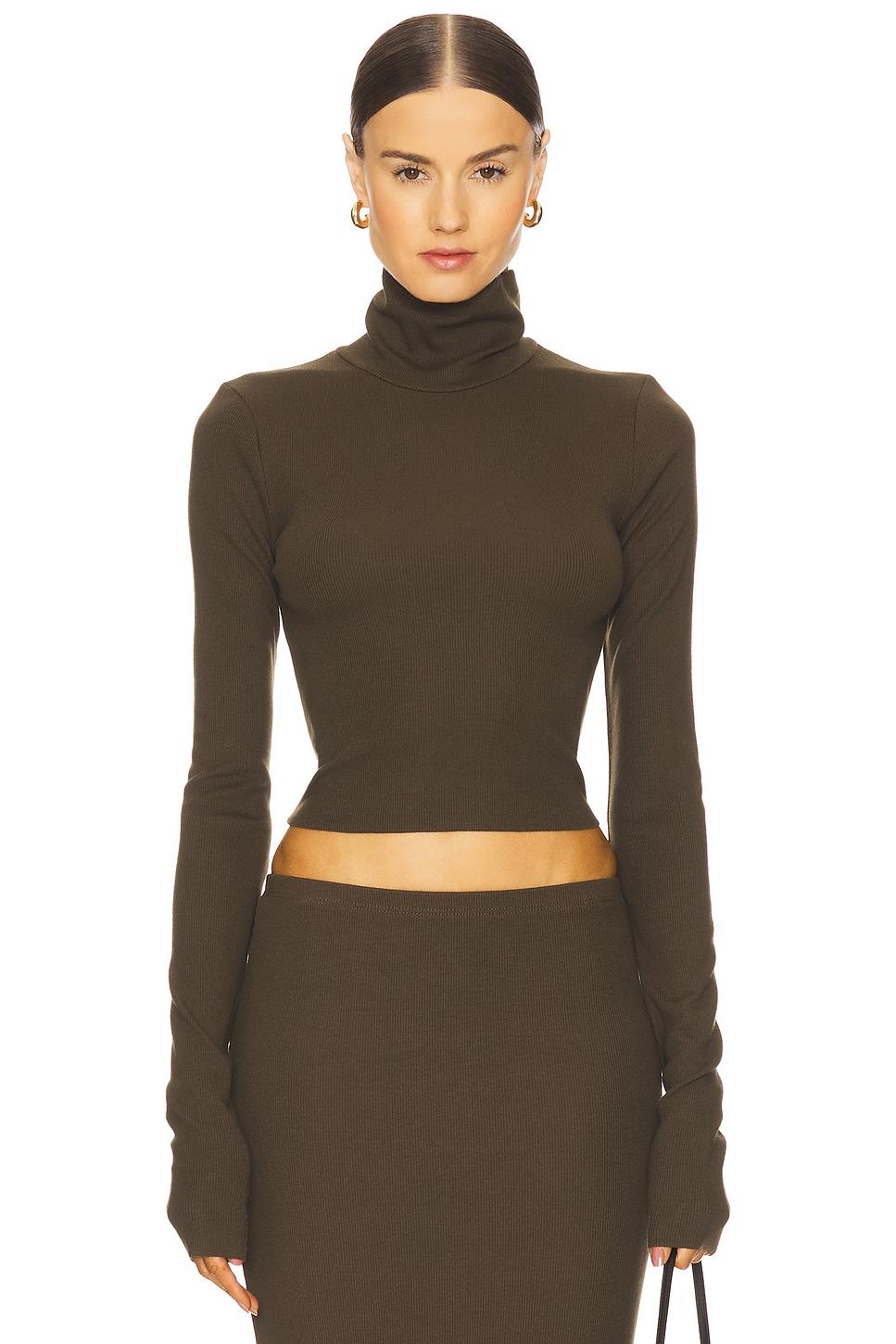 cropped fitted turtleneck top