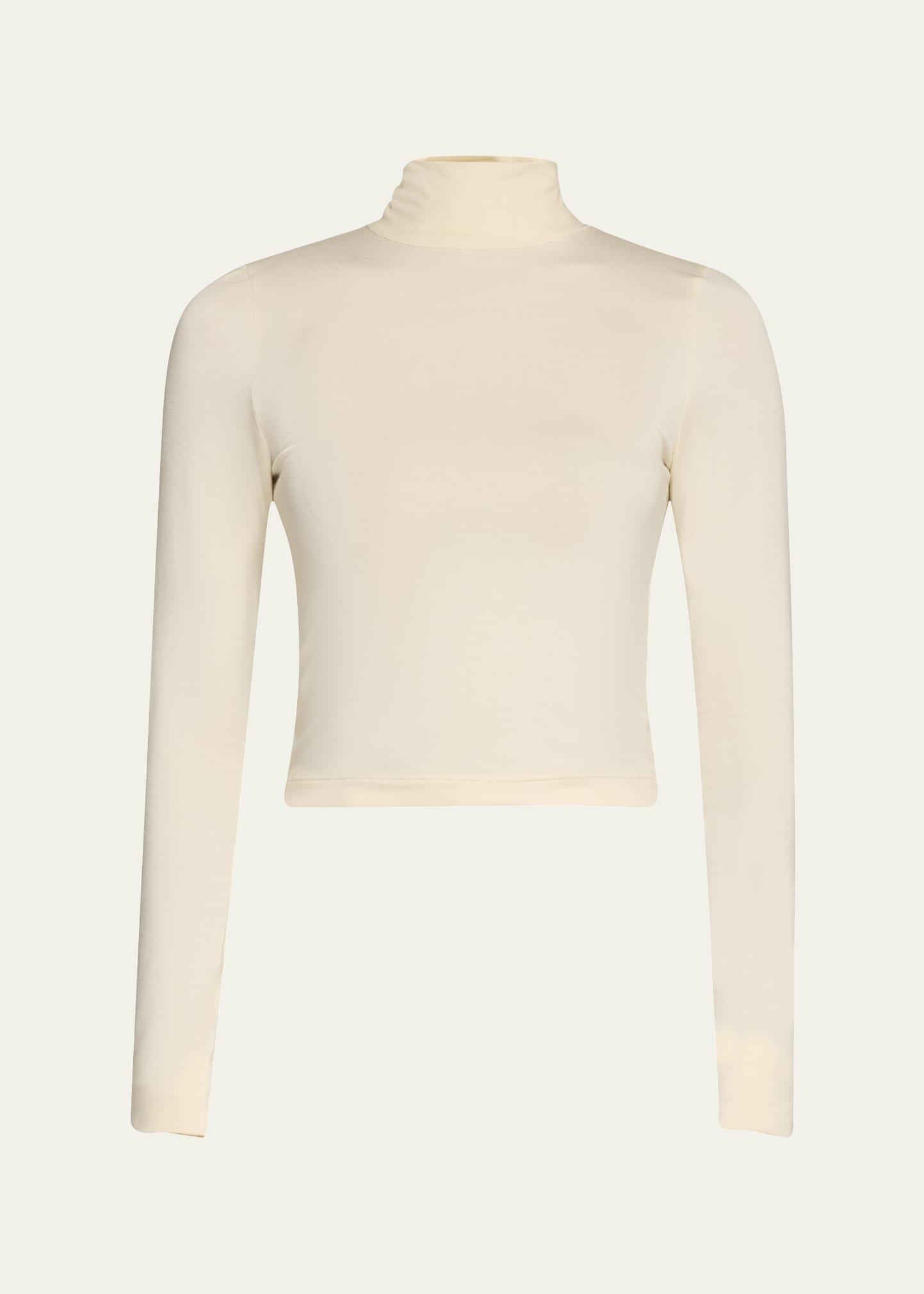 cropped fitted turtleneck top