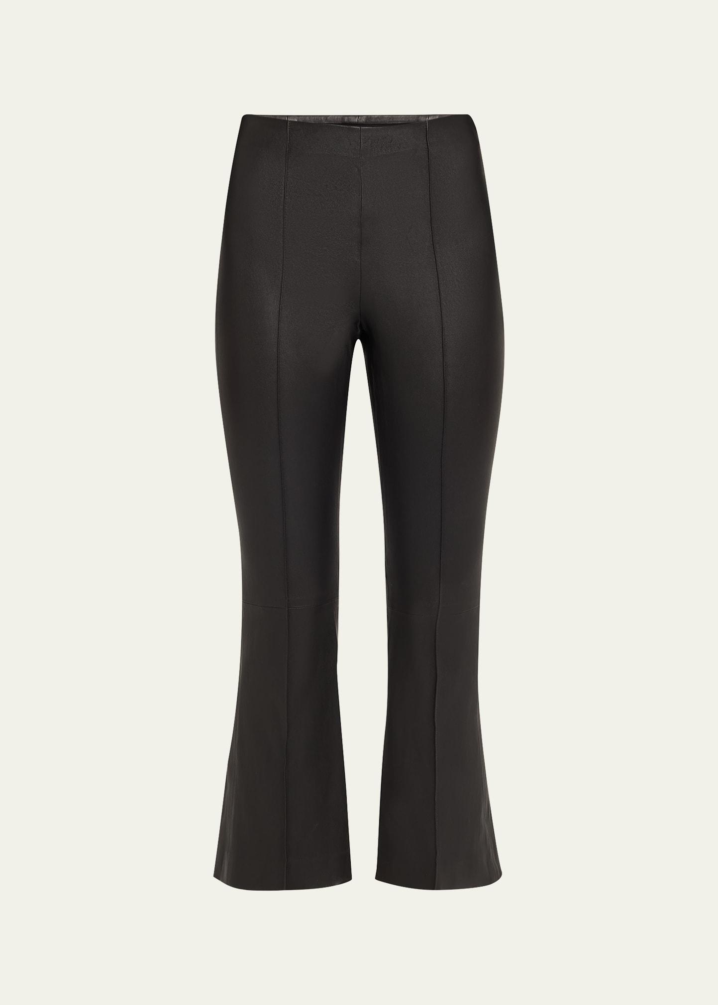 cropped flare leather pants